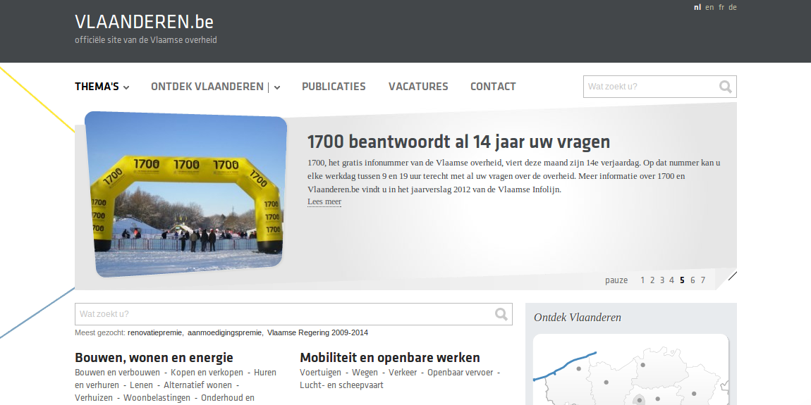 Vlaanderen website screenshot
